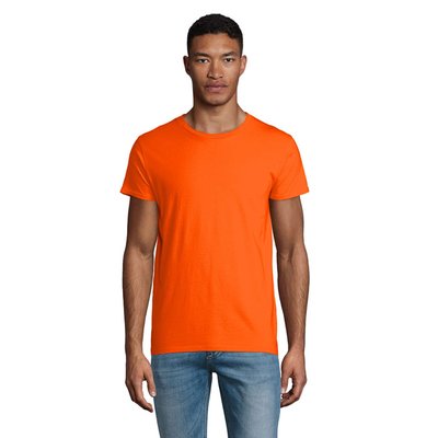 Camiseta ajustada de cuello redondo para hombre Naranja L