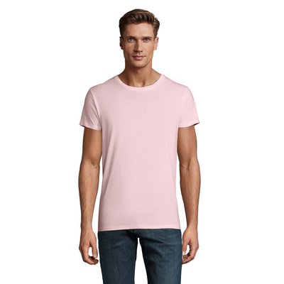 Camiseta ajustada de cuello redondo para hombre Rosa Pálido Xl