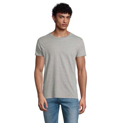 Camiseta Ajustada Hombre 175g Gris Jaspeado S