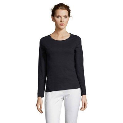 Camiseta Ajustada Manga Larga Mujer Azul Mar XXL