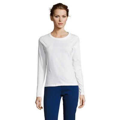 Camiseta Ajustada Manga Larga Mujer Blanco XL