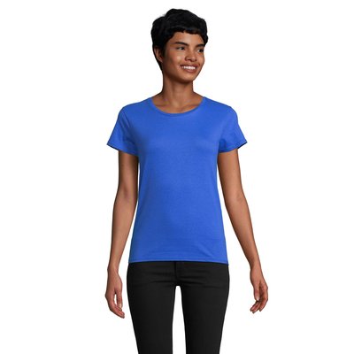 Camiseta Ajustada Mujer Algodón Orgánico Azul Royal L