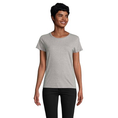 Camiseta Ajustada Mujer Algodón Orgánico Gris Jaspeado S