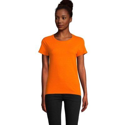 Camiseta Ajustada Mujer Algodón Orgánico Naranja L