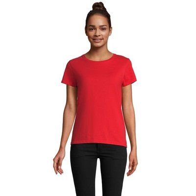 Camiseta Ajustada Mujer Algodón Orgánico Rojo Brillante M