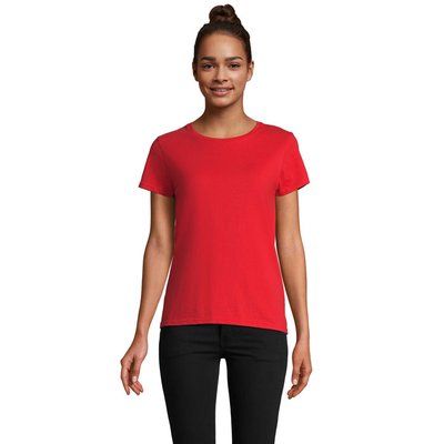 Camiseta Ajustada Mujer Algodón Orgánico Rojo Brillante S