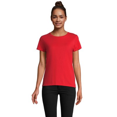Camiseta Ajustada Mujer Algodón Orgánico Rojo Brillante Xxl