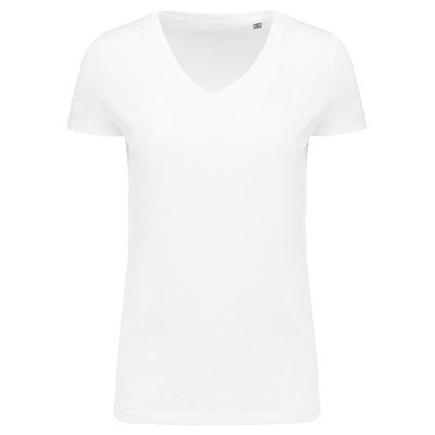 Camiseta algodón chica cuello pico White M