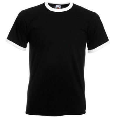 Camiseta de algodón con cuello contrastado Black / White XXL