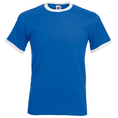 Camiseta de algodón con cuello contrastado Royal Blue / White M
