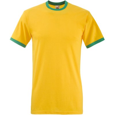Camiseta de algodón con cuello contrastado Sunflower / Kelly Green XXL