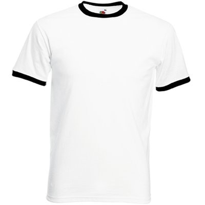 Camiseta de algodón con cuello contrastado White / Black XL