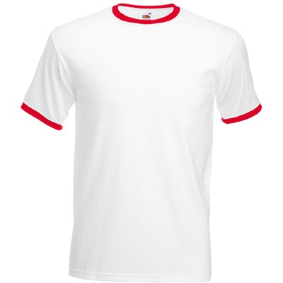 Camiseta de algodón con cuello contrastado White / Red Xxl