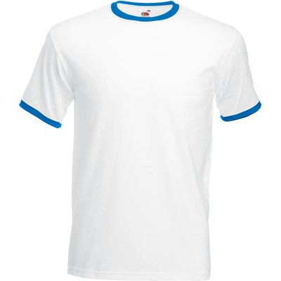 Camiseta de algodón con cuello contrastado White / Royal Blue Xl