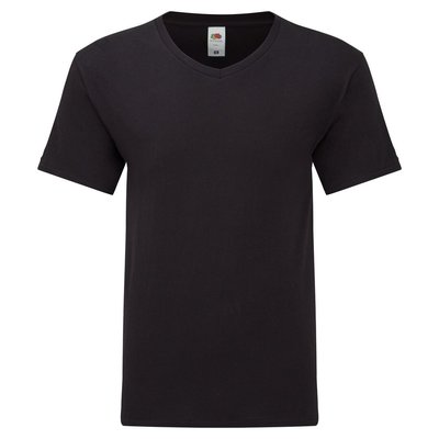 Camiseta Algodón Cuello Pico Adulto Negro M
