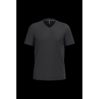 Camiseta de algodón con cuello de pico Black L
