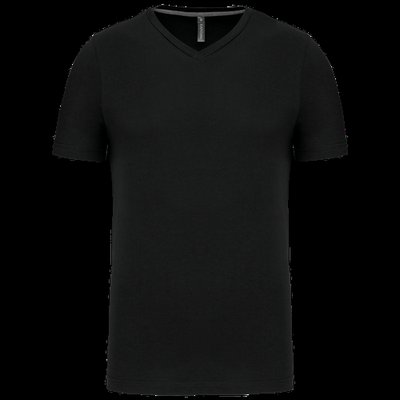 Camiseta de algodón con cuello de pico Black XXL
