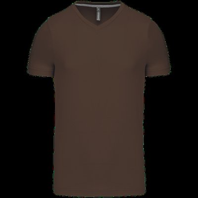 Camiseta de algodón con cuello de pico CHOCOLATE S