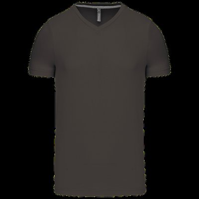 Camiseta de algodón con cuello de pico DARK GREY M