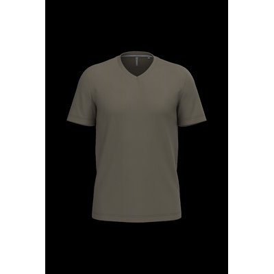 Camiseta de algodón con cuello de pico Dark Khaki L