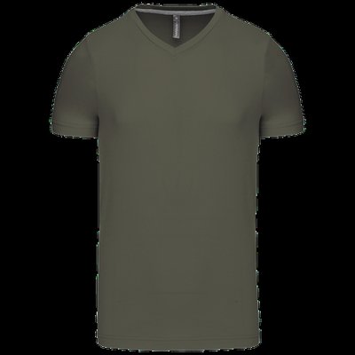 Camiseta de algodón con cuello de pico Dark Khaki M