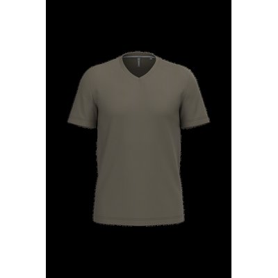 Camiseta de algodón con cuello de pico Dark Khaki S