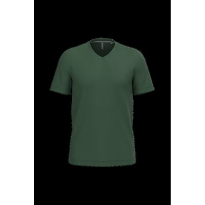 Camiseta de algodón con cuello de pico Forest Green L