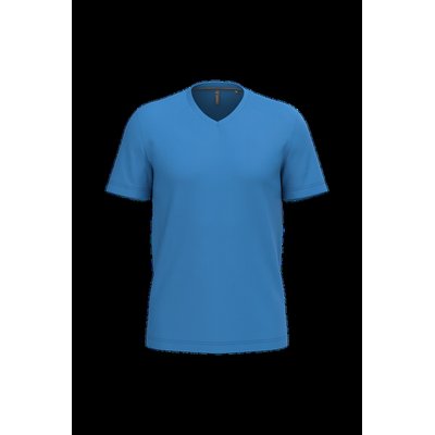 Camiseta de algodón con cuello de pico Light Royal Blue L