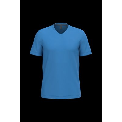 Camiseta de algodón con cuello de pico Light Royal Blue Xxl