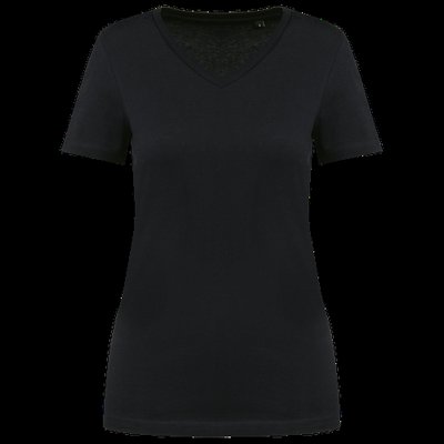 Camiseta algodón cuello pico mujer Black XS