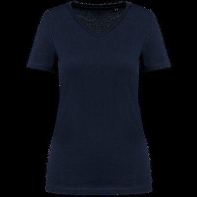 Camiseta algodón cuello pico mujer Deep Navy Xs