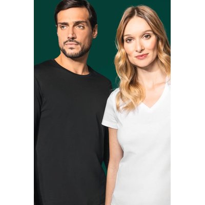 Camiseta algodón cuello pico mujer