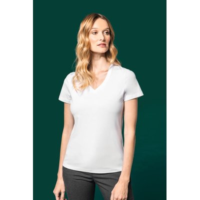 Camiseta algodón cuello pico mujer