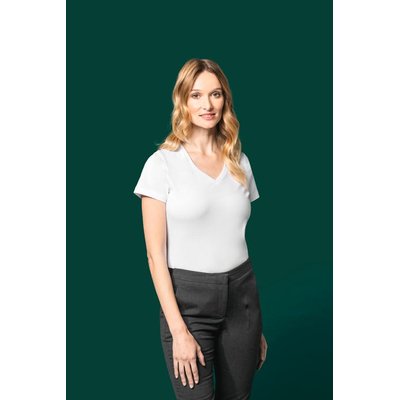 Camiseta algodón cuello pico mujer