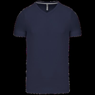 Camiseta de algodón con cuello de pico Navy M