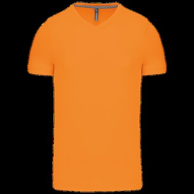 Camiseta de algodón con cuello de pico Orange S