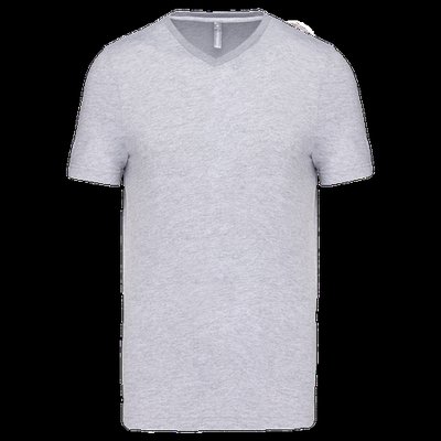 Camiseta de algodón con cuello de pico Oxford Grey L
