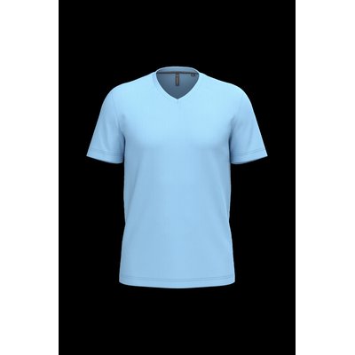 Camiseta de algodón con cuello de pico Sky Blue 4Xl
