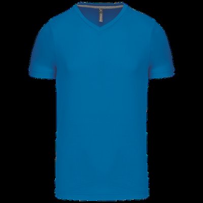 Camiseta de algodón con cuello de pico Tropical Blue M