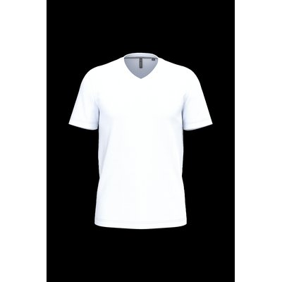 Camiseta de algodón con cuello de pico White Xl