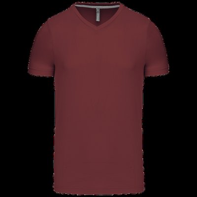 Camiseta de algodón con cuello de pico Wine M