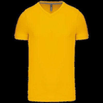 Camiseta de algodón con cuello de pico Yellow L