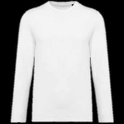 Camiseta algodón cuello redondo manga larga White XXL