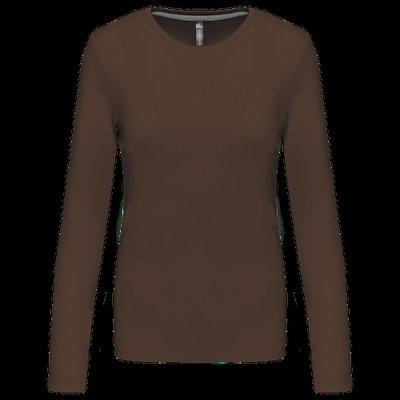 Camiseta algodón de manga larga mujer CHOCOLATE M