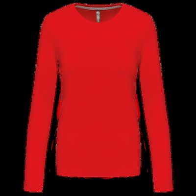 Camiseta algodón de manga larga mujer Red S