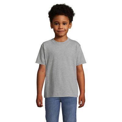 Camiseta Algodón Niño 190g Gris Jaspeado 2 Años