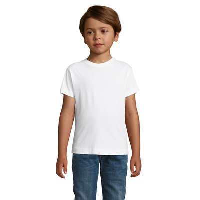 Camiseta Algodón Niño Cuello Elástico Blanco L