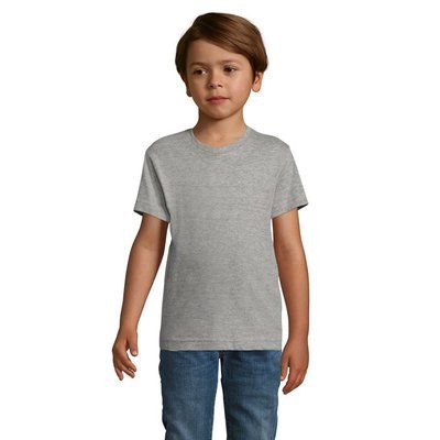 Camiseta Algodón Niño Cuello Elástico Gris Jaspeado 10 Años