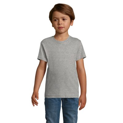 Camiseta Algodón Niño Cuello Elástico Gris Jaspeado 2 Años