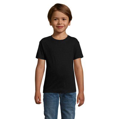 Camiseta Algodón Niño Cuello Elástico Negro Profundo 4 Años